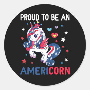 Americorn Unicorn 4th of July Mericorn Merica Inde Classic Round Sticker