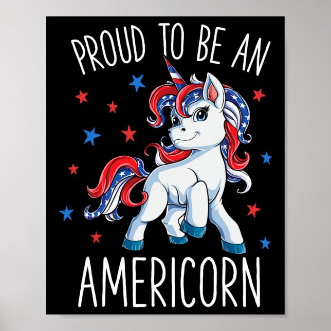 Americorn Unicorn 4th Of July T Shirt Girls Merico Poster (Front)