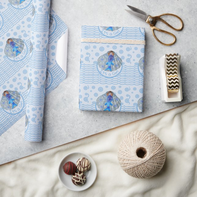 Americus Mermaid Shell It's a Girl Wrapping Paper (Crafts)