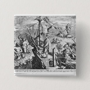 Amerigo Vespucci 2 Inch Square Button