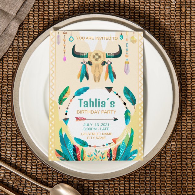 Amérindien Boho Birthday Invitation Modèle (Créateur téléchargé)