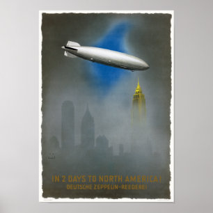 Amérique du Nord Zeppelin Poster vintage 1937