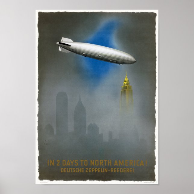 Amérique du Nord Zeppelin Poster vintage 1937 (Devant)
