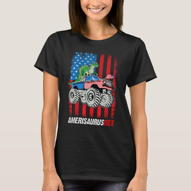 Amerisaurus Rex 4th Of July Boys Girls Us Flag Fun T-Shirt (Front)