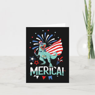 Amerisaurus Rex American Flag Independence Day Mer Card