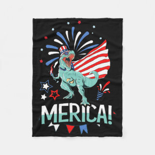 Amerisaurus Rex American Flag Independence Day Mer Fleece Blanket