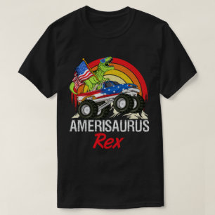 Amerisaurus Rex Dinosaur American Flag July 4th T-Shirt