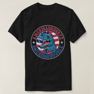 Amerisaurus Rex Dinosaur American Flag July 4th T-Shirt