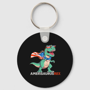 Amerisaurus Rex Patriotic American Flag Us 4th Of  Keychain