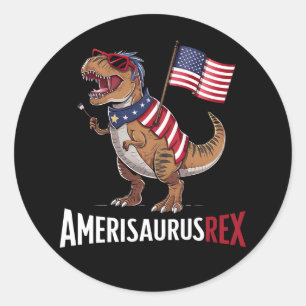 Amerisaurus Rex Patriotic Dinosaur 4th of July Classic Round Sticker
