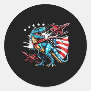 Amerisaurus T-rex Patriotic Boys Girl 4th Of July Classic Round Sticker