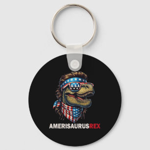 Amerisaurus T-rex Patriotic Usa Flag 4th Of July D Keychain