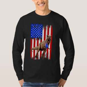Amerisaurus T Rex Usa Flag Kids 4th Of July Dinosa T-Shirt