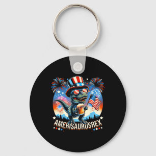 Amerisaurusrex American Flag Cute Dinosaur T-rex K Keychain