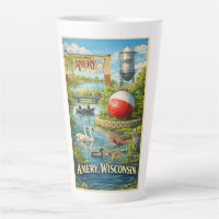 Amery, Wisconsin Ville des Lacs Tasse Latte