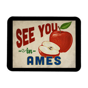 Ames Iowa Apple - Vintage Travel Magnet