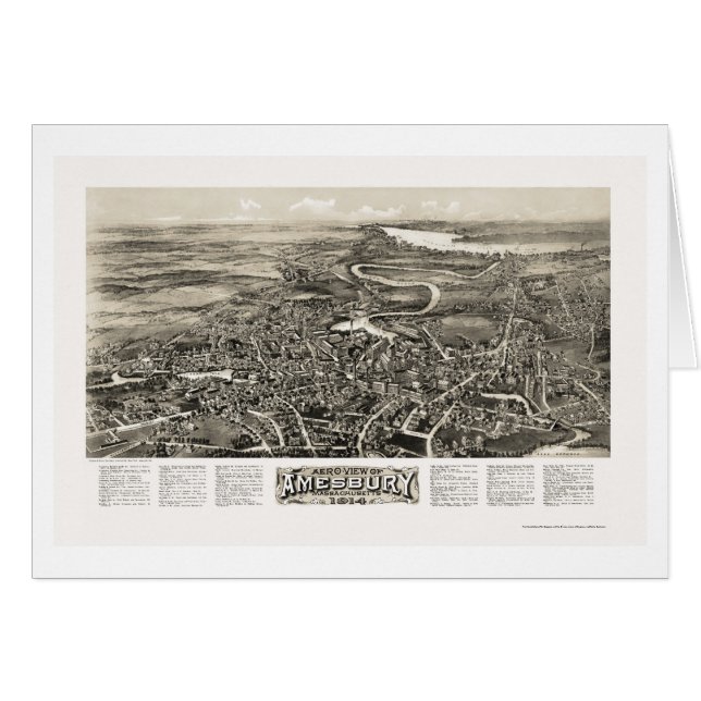 Amesbury, carte panoramique de mA - 1914 (Devant horizontal)