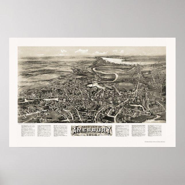 Amesbury, MA Panoramic Map - 1914 Poster (Front)