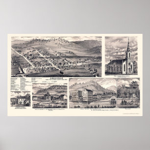 Amesville, OH Panoramic Map - 1875 Poster