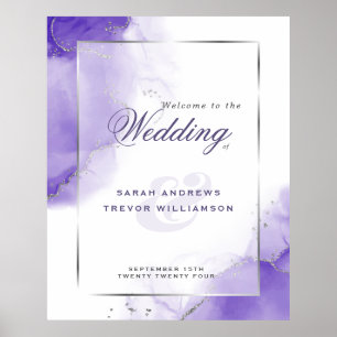 Amethyst Abstract Wedding Welcome Sign