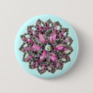 Amethyst and Black Diamonds - blue background 2 Inch Round Button