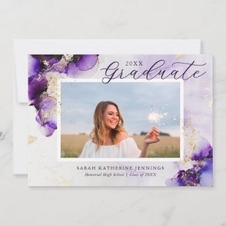 Amethyst and Gold Glam 2 Photo Graduation Cards