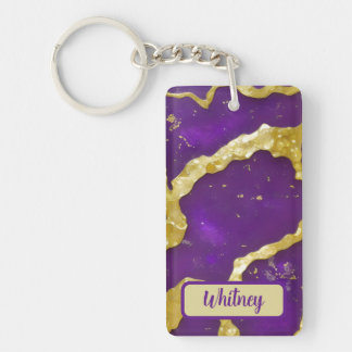 Amethyst and Gold Inspired Keychain (01)