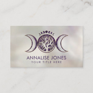 Amethyst and Gold Triple Moon - Tree of life  Business Card