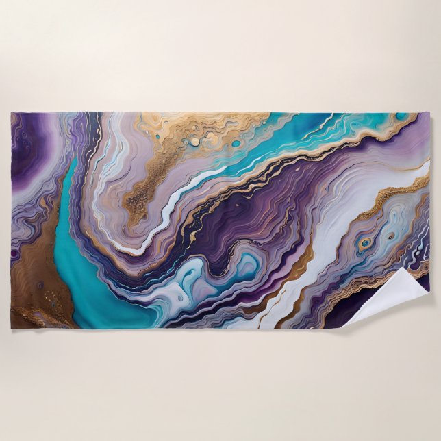 Amethyst and Turquoise Abstract  Beach Towel (Front)