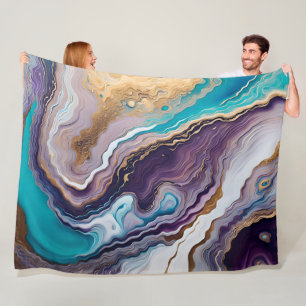 Amethyst and Turquoise Abstract  Fleece Blanket