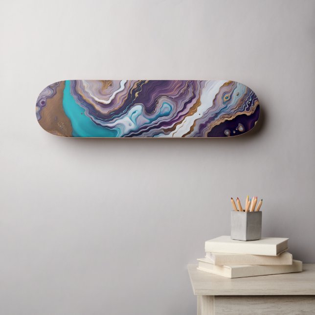 Amethyst and Turquoise Abstract  Skateboard (Wall Art (Horz))