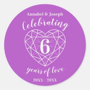 Amethyst anniversaire 6 ans d'amour autocollants