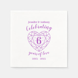 Amethyst anniversary 6 years white purple custom napkin