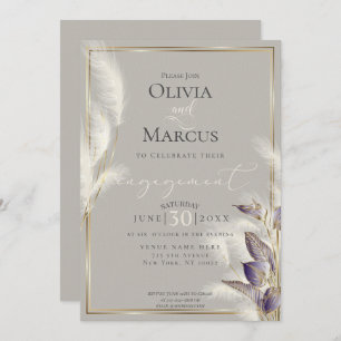 Amethyst Anthurium and Feathery Pampas Grass Invitation