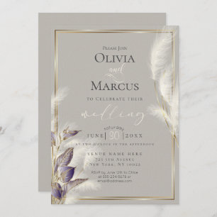 Amethyst Anthurium and Feathery Pampas Grass Invitation