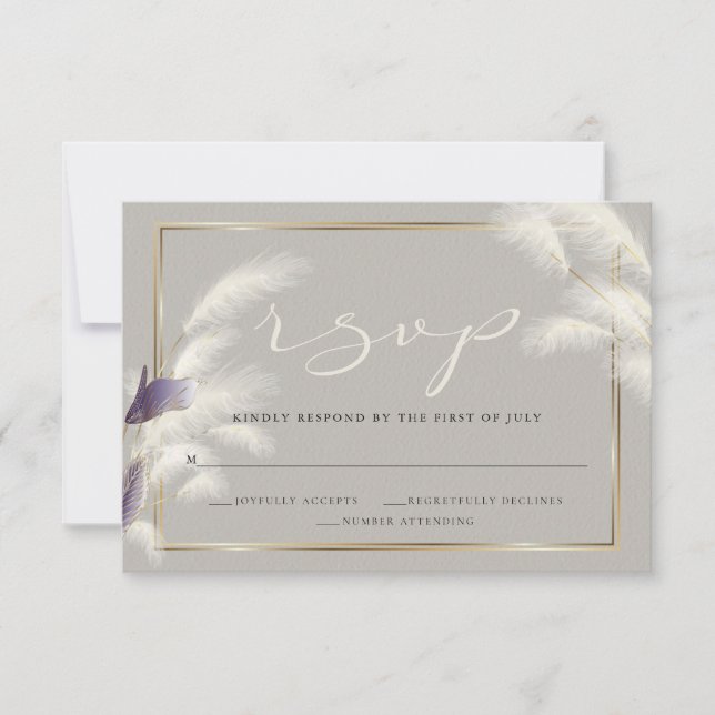 Amethyst Anthurium Pampas Grass RSVP Card (Front)