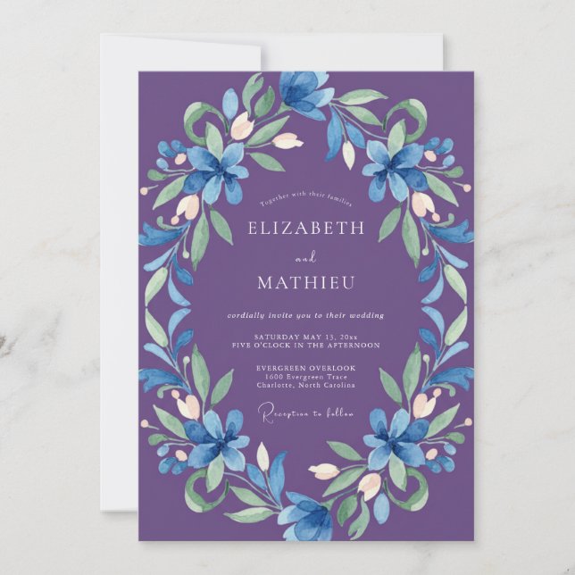 Amethyst Azure Lily Wedding Invitation (Front)