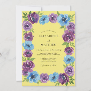 Amethyst Azure Watercolor Wedding Invitation