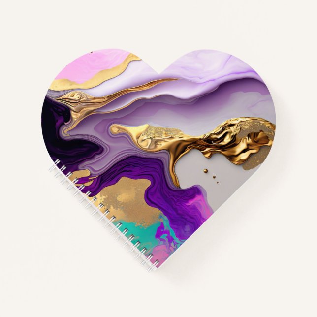Amethyst & Blush Marble with Liquid Gold Notebook (Front)
