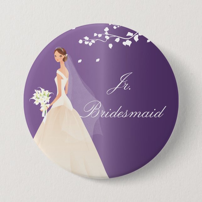 Amethyst Bride Jr. Bridesmaid Bridal Party  Button (Front)