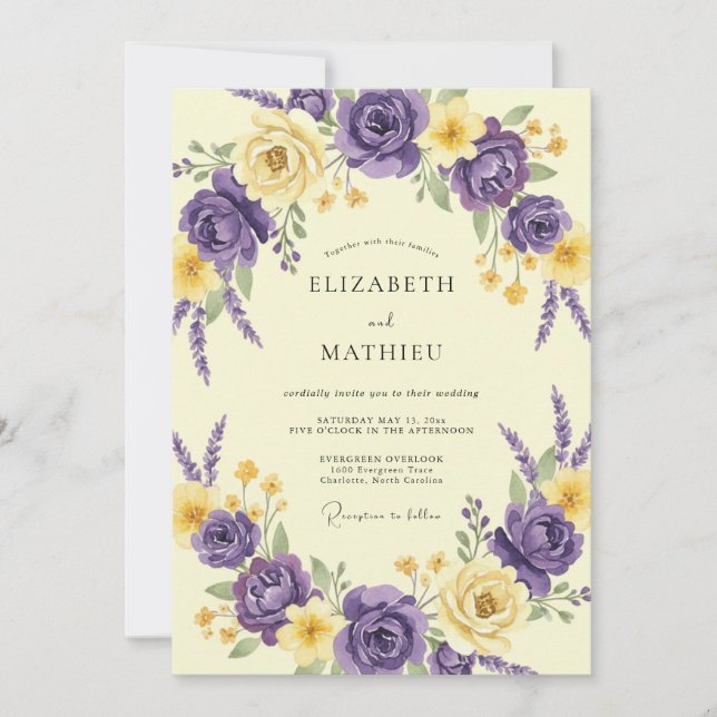Amethyst Butter Petal Wedding Invitation (Front)
