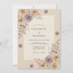 Amethyst Champagne Painted Wedding Invitation