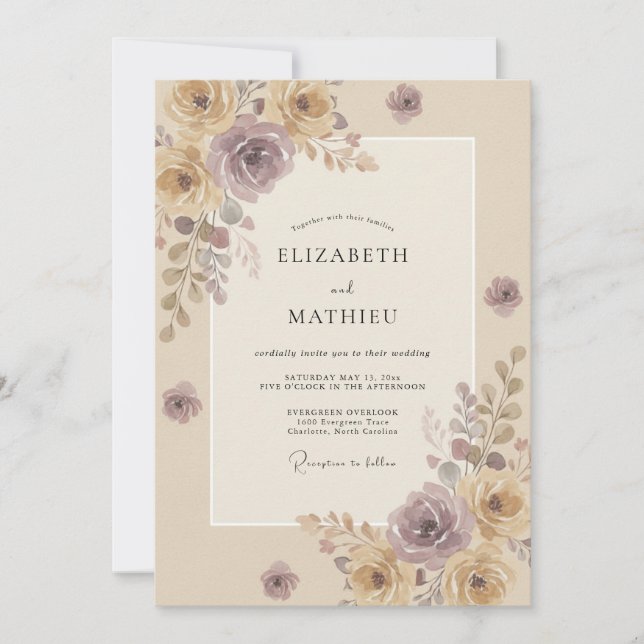 Amethyst Champagne Painted Wedding Invitation (Front)