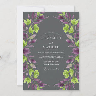 Amethyst Chartreuse Vine Wedding Invitation