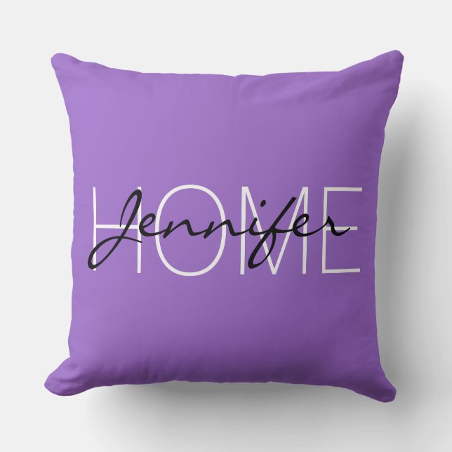 Amethyst colour home monogram throw pillow (Front)