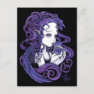 "Amethyst" Crystal Ball Angel Art Postcard