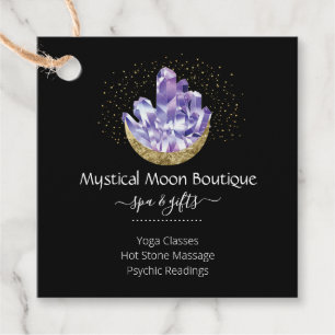 Amethyst Crystal Cluster Gold Crescent Moon Mystic Favour Tags