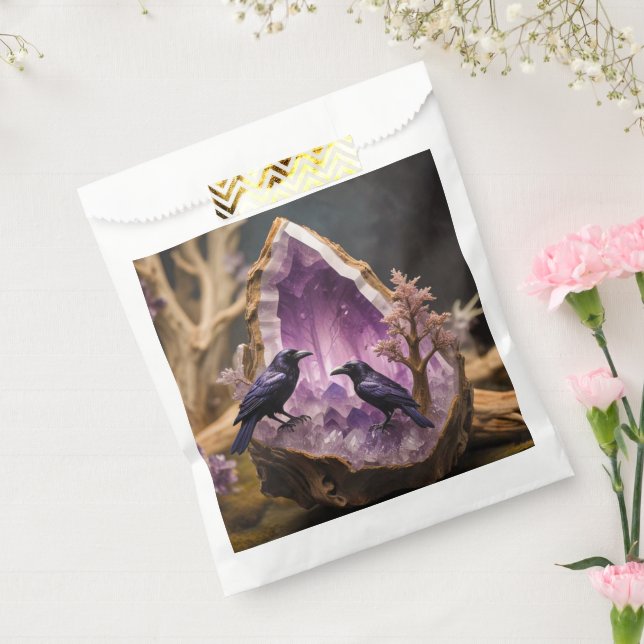 Amethyst Crystal - Crows Blackbird Ravens Favour Bag (Sealed)