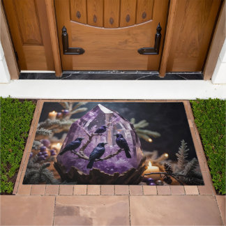 Amethyst Crystal - Crows Ravens Christmas Doormat
