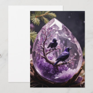 Amethyst Crystal - Crows Ravens Christmas Holiday Card